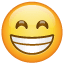 Smiley che sghignazza con occhi sorridenti