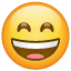 Smiley sorridente con bocca aperta e occhi sorridenti