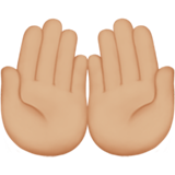 mani unite in alto: carnagione abbastanza chiara