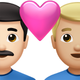 coppia con cuore: uomo, uomo, carnagione chiara e carnagione abbastanza chiara