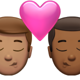 bacio tra coppia: uomo, uomo, carnagione olivastra e carnagione abbastanza scura