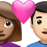 coppia con cuore: donna, uomo, carnagione olivastra e carnagione chiara