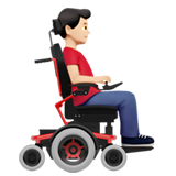 uomo su sedia a rotelle motorizzata: carnagione chiara e a destra