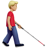 uomo con bastone bianco di orientamento: carnagione abbastanza chiara e a destra