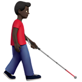 uomo con bastone bianco di orientamento: carnagione scura e a destra