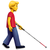 uomo con bastone bianco di orientamento: a destra