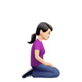 donna inginocchiata: carnagione chiara e a destra