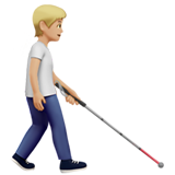 persona con bastone di orientamento: carnagione abbastanza chiara e a destra