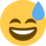 Faccina con sorriso e goccia di sudore - Twitter / X