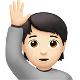 persona con mano alzata: carnagione chiara