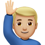 uomo con mano alzata: carnagione abbastanza chiara