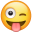 Smiley con gli occhi ammiccanti che fa la linguaccia U+1F61C Smiley con gli occhi ammiccanti che fa la linguaccia U+1F61C