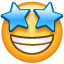 Faccia sorridente con gli occhi a stella U+1F929 Faccia sorridente con gli occhi a stella U+1F929
