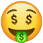 Emoji con occhi a dollaro U+1F911